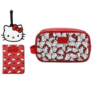 Hello Kitty Travel Set - Toiletry Bag, Passport Cover and Luggage Tag